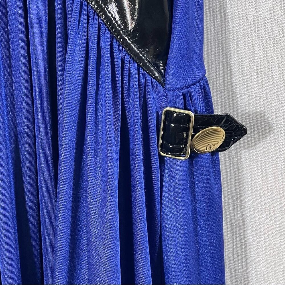 Rocawear NWT Blue Faux Patent Leather Buckle Strap Mini Babydoll Dress Size L - Picture 11 of 15